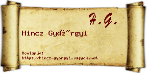 Hincz Györgyi névjegykártya